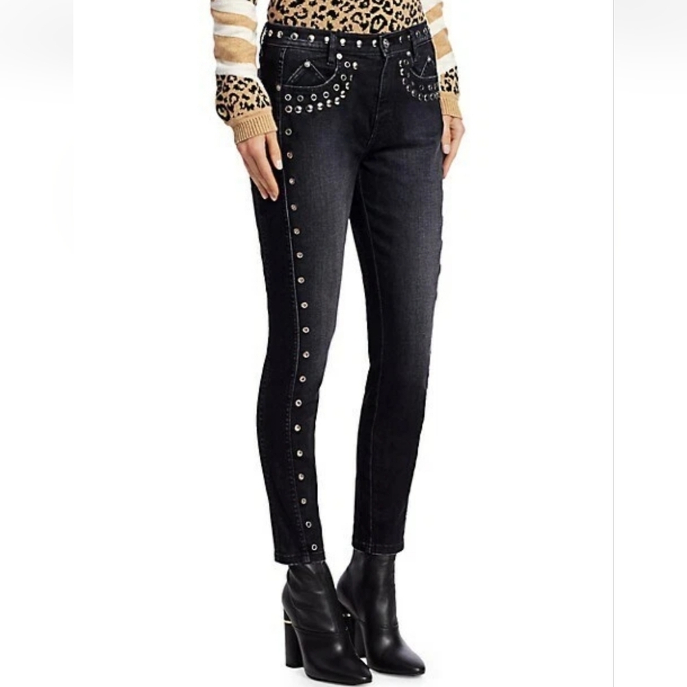 Current/Elliott The 7-Pocket High-Rise Stilleto Studded Jeans Luminary Size 27